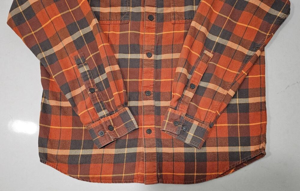 NWT Columbia Button Up Flannel Shirt Men's Long sleeve Medium Brown/Orange Plaid